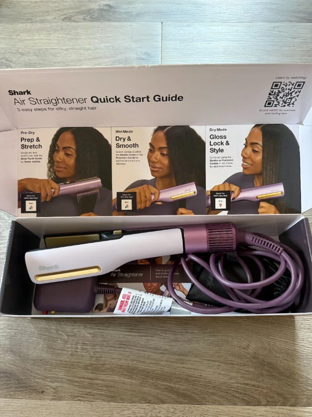 Shark Beauty SilkiPro Wet to Dry hair straightener in Plum Satin with box